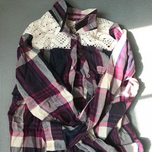 Lucky Brand Flannel with Crochet ❣️